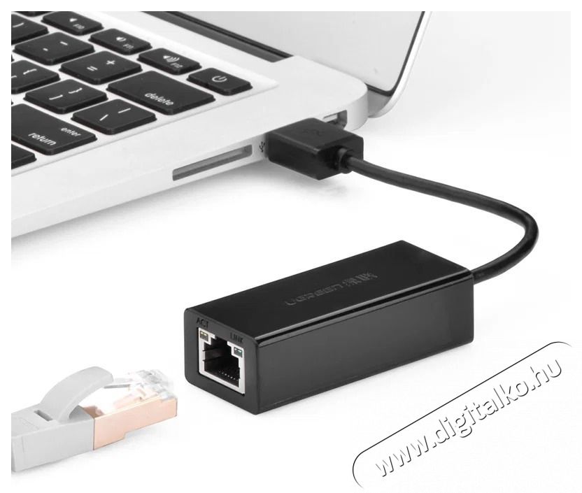 Ugreen USB 2.0 10/100Mbps Ethernet Adapter (Black) H&aacute;ztart&aacute;s / Otthon / K&uuml;lt&eacute;r - Vil&aacute;g&iacute;t&aacute;s / elektromoss&aacute;g - H&aacute;l&oacute;zati eloszt&oacute; / hosszabb&iacute;t&oacute; / adapter - 535829