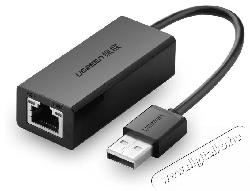 Ugreen USB 2.0 10/100Mbps Ethernet Adapter (Black) H&aacute;ztart&aacute;s / Otthon / K&uuml;lt&eacute;r - Vil&aacute;g&iacute;t&aacute;s / elektromoss&aacute;g - H&aacute;l&oacute;zati eloszt&oacute; / hosszabb&iacute;t&oacute; / adapter - 535829