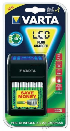 Varta LCD Plug töltő 4x2100mAh R2U AA Akkuk és töltők - Elem méretű akku és töltő - Töltő - 336650