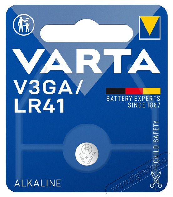 Varta 24261101401 V3GA/LR41 alk&aacute;li gombelem Akkuk &eacute;s t&ouml;ltők - Elem - 497975