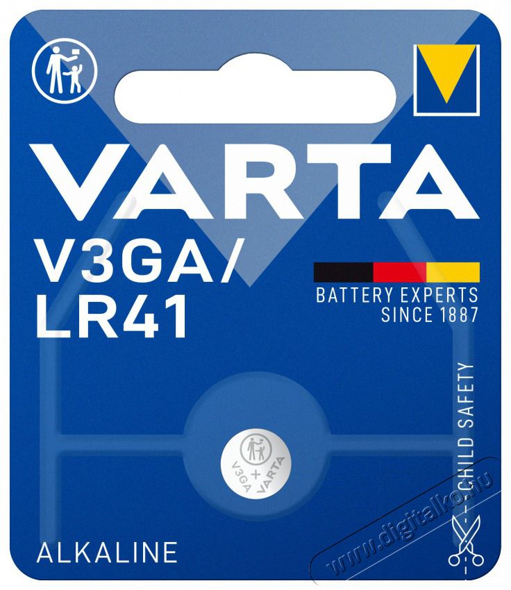 Varta 24261101401 V3GA/LR41 alk&aacute;li gombelem Akkuk &eacute;s t&ouml;ltők - Elem - 497975
