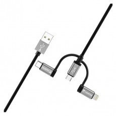 Varta 57937101111 2m 12W 3in1 USB A - Lightning/microUSB/Type C adat- és töltőkábel Akkuk és töltők - Li-ion akkumulátor és töltő (gyári) - Töltő / hálózati adapter - 508286