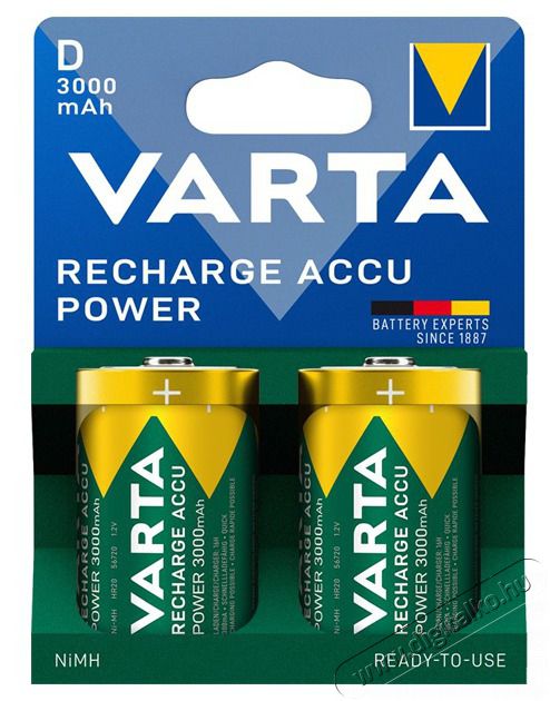 Varta 56720101412 Power g&oacute;li&aacute;t D 3000mAh akkumul&aacute;tor 2db/csomag (műanyagmentes csomagol&aacute;s) Akkuk &eacute;s t&ouml;ltők - Li-ion akkumul&aacute;tor &eacute;s t&ouml;ltő (gy&aacute;ri) - Akku - 515973