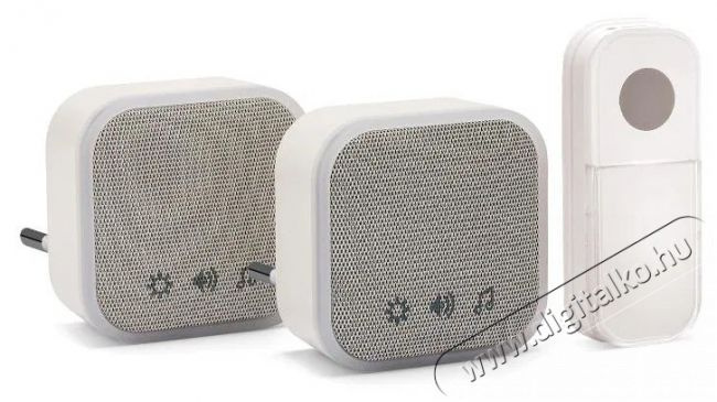 VELAMP  Vezeték nélküli ajtócsengő DOM052 aljzathoz - 2 db, 150 m, 36 dallam Háztartás / Otthon / Kültér - Lakásfelszerelés - Csengő - 519824