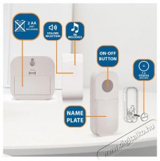 VELAMP  Vezeték nélküli csengő DOM003 elemes, 150 m, 36 dallam Háztartás / Otthon / Kültér - Lakásfelszerelés - Csengő - 519825