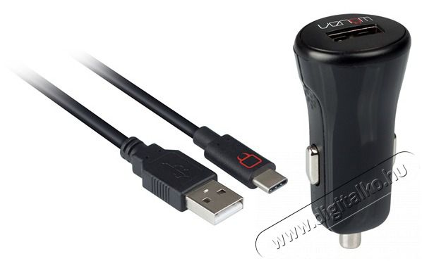 Venom VS4795 USB autós töltő + 2 méter Type-C töltőkábel Autóhifi / Autó felszerelés - Autós töltő / szivargyújtó adapter - 394375