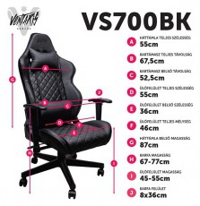 VENTARIS VS700BK Fekete gamer szék Iroda és számítástechnika - Egyéb számítástechnikai termék - 394844