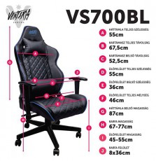 VENTARIS VS700BL Kék gamer szék Iroda és számítástechnika - Egyéb számítástechnikai termék - 394845