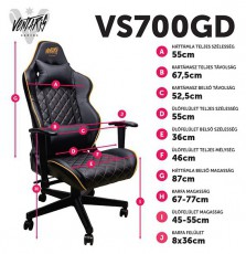 VENTARIS VS700GD Arany gamer szék Iroda és számítástechnika - Egyéb számítástechnikai termék - 394846