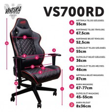VENTARIS VS700RD Piros gamer szék Háztartás / Otthon / Kültér - Egyéb háztartási termék - 394847