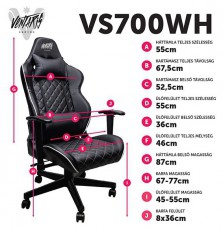 VENTARIS VS700WH Fehér gamer szék Iroda és számítástechnika - Egyéb számítástechnikai termék - 394848
