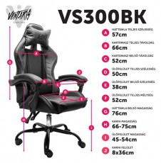 VENTARIS VS300BK fekete gamer szék Iroda és számítástechnika - Egyéb számítástechnikai termék - 405020