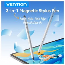 Vention 3-in-1 magnetic touch pen aluminum alloy, white érintőceruza Mobil / Kommunikáció / Smart - Tablet / E-book kiegészítő, tok - Ceruza - 529114