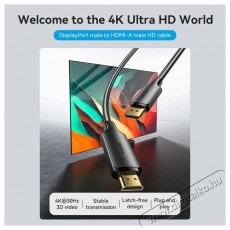 Vention DisplayPort Male to HDMI Male 4K HD Cable, 3 m, fekete videok&aacute;bel 3m Tv kieg&eacute;sz&iacute;tők - K&aacute;bel / csatlakoz&oacute; - Hdmi k&aacute;bel - 532381