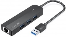 Vention 3-Port USB 3.0 Hub with Gigabit Ethernet Adapter, 0.15M - fekete Iroda &eacute;s sz&aacute;m&iacute;t&aacute;stechnika - Notebook kieg&eacute;sz&iacute;tő - Egy&eacute;b notebook kieg&eacute;sz&iacute;tő - 532831