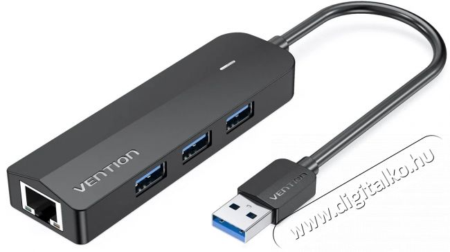 Vention 3-Port USB 3.0 Hub with Gigabit Ethernet Adapter, 0.15M - fekete Iroda &eacute;s sz&aacute;m&iacute;t&aacute;stechnika - Notebook kieg&eacute;sz&iacute;tő - Egy&eacute;b notebook kieg&eacute;sz&iacute;tő - 532831