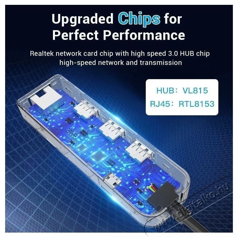Vention 3-Port USB 3.0 Hub with Gigabit Ethernet Adapter, 0.15M - fekete Iroda &eacute;s sz&aacute;m&iacute;t&aacute;stechnika - Notebook kieg&eacute;sz&iacute;tő - Egy&eacute;b notebook kieg&eacute;sz&iacute;tő - 532831