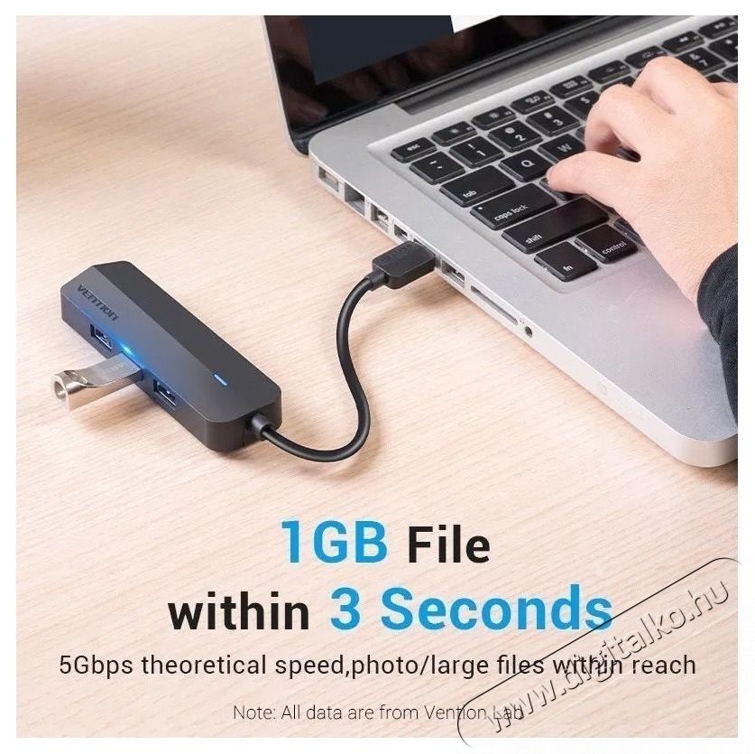 Vention 3-Port USB 3.0 Hub with Gigabit Ethernet Adapter, 0.15M - fekete Iroda &eacute;s sz&aacute;m&iacute;t&aacute;stechnika - Notebook kieg&eacute;sz&iacute;tő - Egy&eacute;b notebook kieg&eacute;sz&iacute;tő - 532831