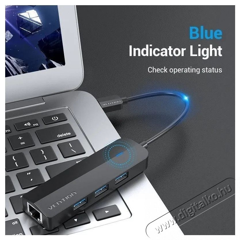 Vention 3-Port USB 3.0 Hub with Gigabit Ethernet Adapter, 0.15M - fekete Iroda &eacute;s sz&aacute;m&iacute;t&aacute;stechnika - Notebook kieg&eacute;sz&iacute;tő - Egy&eacute;b notebook kieg&eacute;sz&iacute;tő - 532831