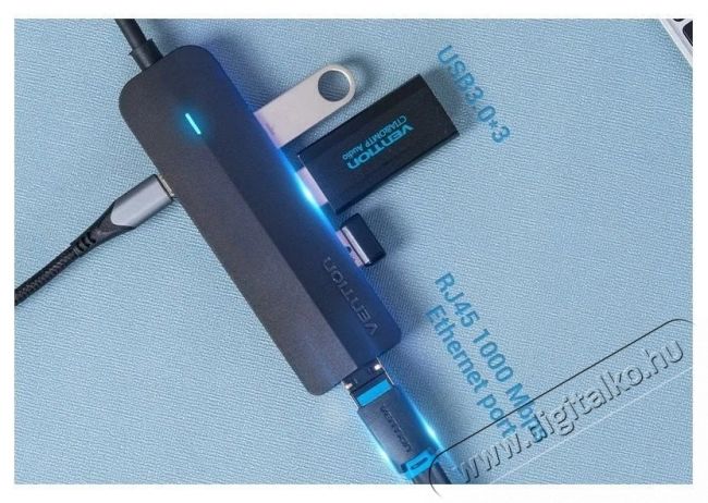 Vention Type-C (USB-C) to 3&times; USB 3.0 / RJ45 / Micro-B HUB 0.15M Black ABS Type Iroda &eacute;s sz&aacute;m&iacute;t&aacute;stechnika - Notebook kieg&eacute;sz&iacute;tő - Egy&eacute;b notebook kieg&eacute;sz&iacute;tő - 532827