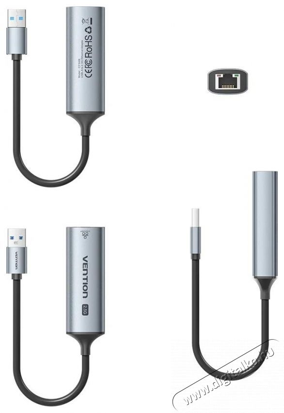 Vention USB-A to 2.5G Ethernet Adapter Iroda &eacute;s sz&aacute;m&iacute;t&aacute;stechnika - H&aacute;l&oacute;zat - H&aacute;l&oacute;zati kieg&eacute;sz&iacute;tő - 535847