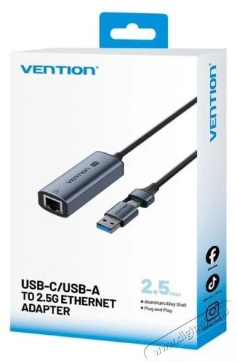 Vention USB-C/USB-A to 2.5G Ethernet Adapter Iroda &eacute;s sz&aacute;m&iacute;t&aacute;stechnika - H&aacute;l&oacute;zat - H&aacute;l&oacute;zati kieg&eacute;sz&iacute;tő - 535845
