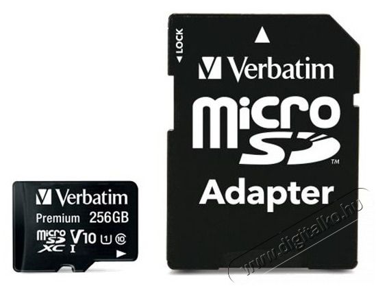 VERBATIM Mem&oacute;riak&aacute;rtya, microSDXC, 256GB CL10/U1, 90/10 MB/s, adapter, Premium Iroda &eacute;s sz&aacute;m&iacute;t&aacute;stechnika - Egy&eacute;b sz&aacute;m&iacute;t&aacute;stechnikai term&eacute;k - 490921