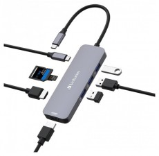VERBATIM 32151 USB-C Pro Multiport CMH-08 8in1 ezüst HUB Iroda és számítástechnika - Notebook kiegészítő - USB hub / elosztó - 507640