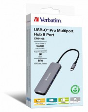 VERBATIM 32151 USB-C Pro Multiport CMH-08 8in1 ezüst HUB Iroda és számítástechnika - Notebook kiegészítő - USB hub / elosztó - 507640