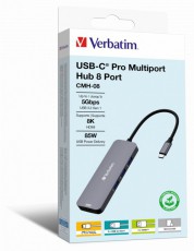 VERBATIM 32151 USB-C Pro Multiport CMH-08 8in1 ezüst HUB Iroda és számítástechnika - Notebook kiegészítő - USB hub / elosztó - 507640