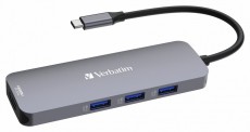VERBATIM 32151 USB-C Pro Multiport CMH-08 8in1 ezüst HUB Iroda és számítástechnika - Notebook kiegészítő - USB hub / elosztó - 507640