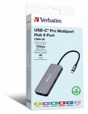 VERBATIM 32152 USB-C Pro Multiport CMH-09 9in1 ez&uuml;st HUB Iroda &eacute;s sz&aacute;m&iacute;t&aacute;stechnika - Notebook kieg&eacute;sz&iacute;tő - USB hub / eloszt&oacute; - 507641