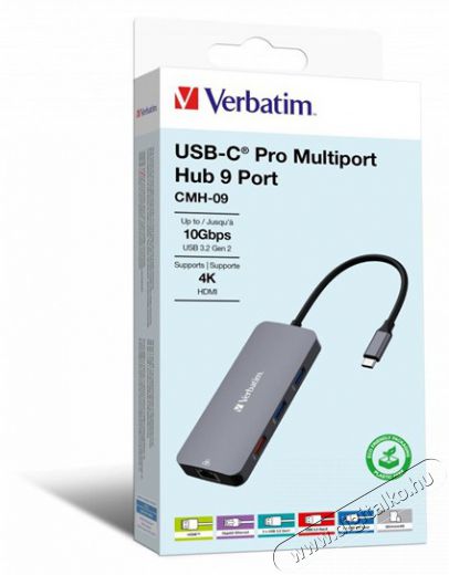 VERBATIM 32152 USB-C Pro Multiport CMH-09 9in1 ezüst HUB Iroda és számítástechnika - Notebook kiegészítő - USB hub / elosztó - 507641