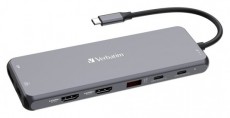 VERBATIM 32153 USB-C Pro Multiport CMH-13 13in1 ezüst HUB Iroda és számítástechnika - Notebook kiegészítő - USB hub / elosztó - 507642