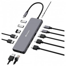 VERBATIM 32153 USB-C Pro Multiport CMH-13 13in1 ezüst HUB Iroda és számítástechnika - Notebook kiegészítő - USB hub / elosztó - 507642