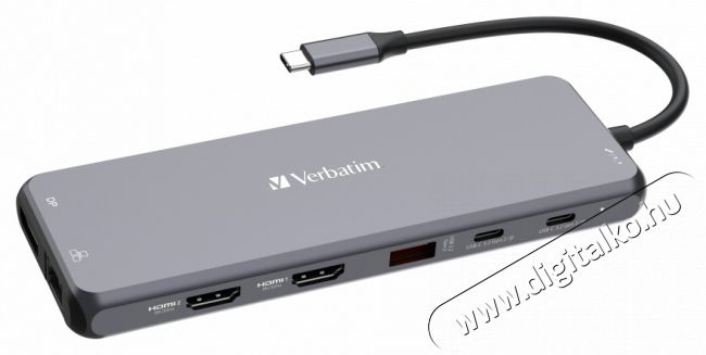 VERBATIM 32153 USB-C Pro Multiport CMH-13 13in1 ezüst HUB Iroda és számítástechnika - Notebook kiegészítő - USB hub / elosztó - 507642