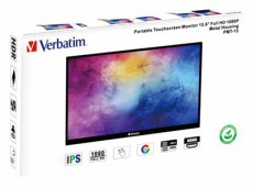 VERBATIM 49592 15,6 PMT-15 FHD IPS HDMI/USB-C fekete fém borítású érintőképernyős monitor Iroda és számítástechnika - Monitor - Érintőképernyős monitor - 507922