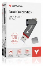 VERBATIM 32040 128GB USB 3.2 Gen 1 A/USB-C Dual QuickStick Flash Drive Memória kártya / Pendrive - Pendrive - 514264