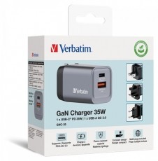VERBATIM 32200 GNC-35 GaN Charger 35W USB Type-A + Type-C h&aacute;l&oacute;zati t&ouml;ltő adapter Akkuk &eacute;s t&ouml;ltők - Li-ion akkumul&aacute;tor &eacute;s t&ouml;ltő (gy&aacute;ri) - T&ouml;ltő / h&aacute;l&oacute;zati adapter - 514984