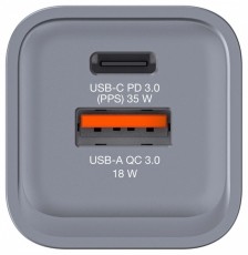 VERBATIM 32200 GNC-35 GaN Charger 35W USB Type-A + Type-C h&aacute;l&oacute;zati t&ouml;ltő adapter Akkuk &eacute;s t&ouml;ltők - Li-ion akkumul&aacute;tor &eacute;s t&ouml;ltő (gy&aacute;ri) - T&ouml;ltő / h&aacute;l&oacute;zati adapter - 514984