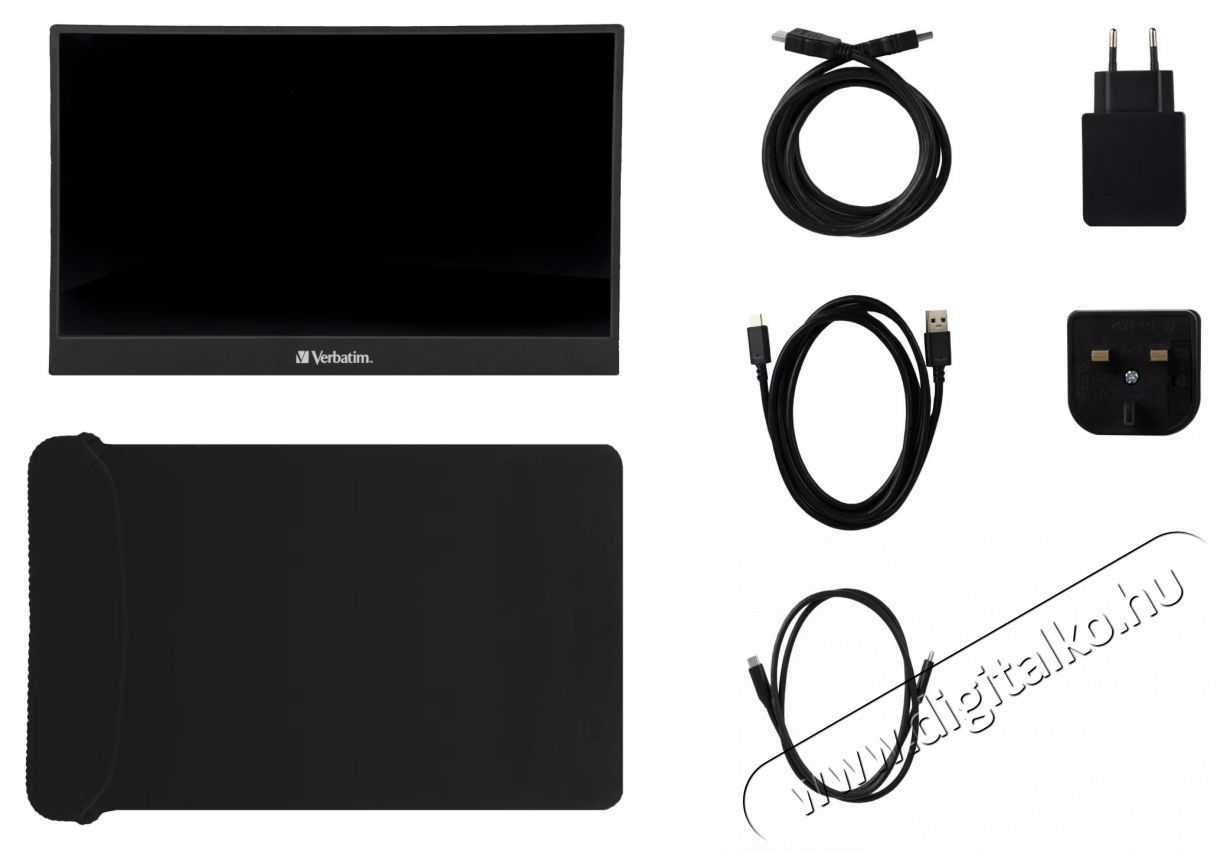 VERBATIM PM-44 IPS LED hordozhat&oacute; monitor, 14 , Full HD, 6ms, HDR, FreeSync, 2xUSB-C, HDMI, USB, Fekete Iroda &eacute;s sz&aacute;m&iacute;t&aacute;stechnika - Monitor - Monitor - 533994