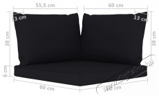 vidaXL háromszemélyes kerti kanapé fekete párnákkal Háztartás / Otthon / Kültér - Kültér / kerti termék / grill - Kerti bútor - 398931