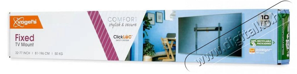 Vogels TVM3403 32-77 VESA 400x400 fix fekete fali konzol Tv kieg&eacute;sz&iacute;tők - Fali tart&oacute; / konzol - Fali tv tart&oacute; - 456415