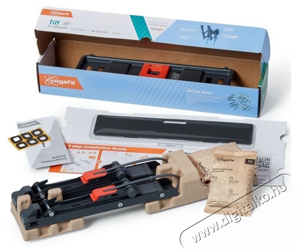 Vogels TVM3213 19-43 VESA 200x200 d&ouml;nthető fekete fali konzol Tv kieg&eacute;sz&iacute;tők - Fali tart&oacute; / konzol - Fali tv tart&oacute; - 456411