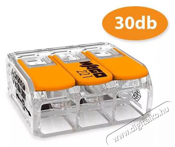 WAGO 221-613 30db/csomag 41A/450V le&aacute;gaz&aacute;s 3x 0,5-6mm2 &aacute;tl&aacute;tsz&oacute; vezet&eacute;k&ouml;sszek&ouml;tő H&aacute;ztart&aacute;s / Otthon / K&uuml;lt&eacute;r - Egy&eacute;b h&aacute;ztart&aacute;si term&eacute;k - 394617