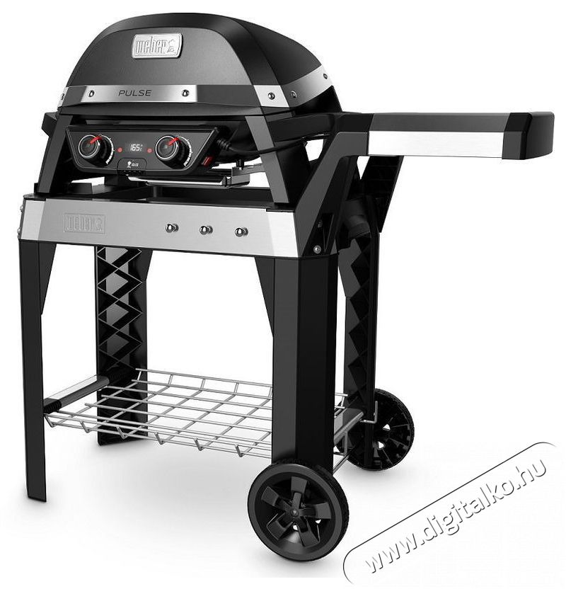WEBER PULSE 2000 elektromos grill kocsival, fekete Konyhai term&eacute;kek - S&uuml;tő-főzőlap, tűzhely (szabadon&aacute;ll&oacute;) - Mini s&uuml;tő / mini grill / mini konyha - 520351