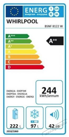 Whirlpool BSNF 8122 W Supreme No Frost alulfagyasztós hűtőszekrény Konyhai termékek - Hűtő, fagyasztó (szabadonálló) - Alulfagyasztós kombinált hűtő - 327332