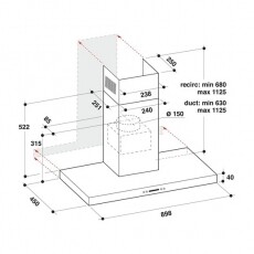 Whirlpool WHBS 93 F LEX kürtős páraelszívó Konyhai termékek - Páraelszívó - Kürtős - 354230