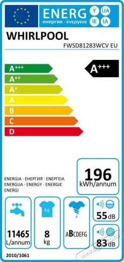 Whirlpool FWSD 81283 WCV elöltöltős keskeny mosógép Háztartás / Otthon / Kültér - Mosógép / szárítógép - Elöltöltős keskeny (45cm-ig) mosógép - 339686