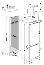 Whirlpool WHC18 T573 HŰTŐ BEÉPÍTHETŐ ALULFAGYASZTÓS Konyhai termékek - Hűtő, fagyasztó (beépíthető) - Alulfagyasztós kombinált hűtő - 372665